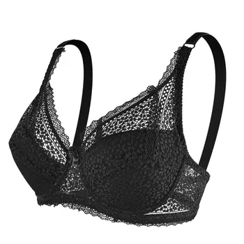 Large Breasts Lace Plus Size Ladies Bra Top Support Breathable Comfortable Steel Ring Bow Tie Bra Thin Section Gathered Bra 1