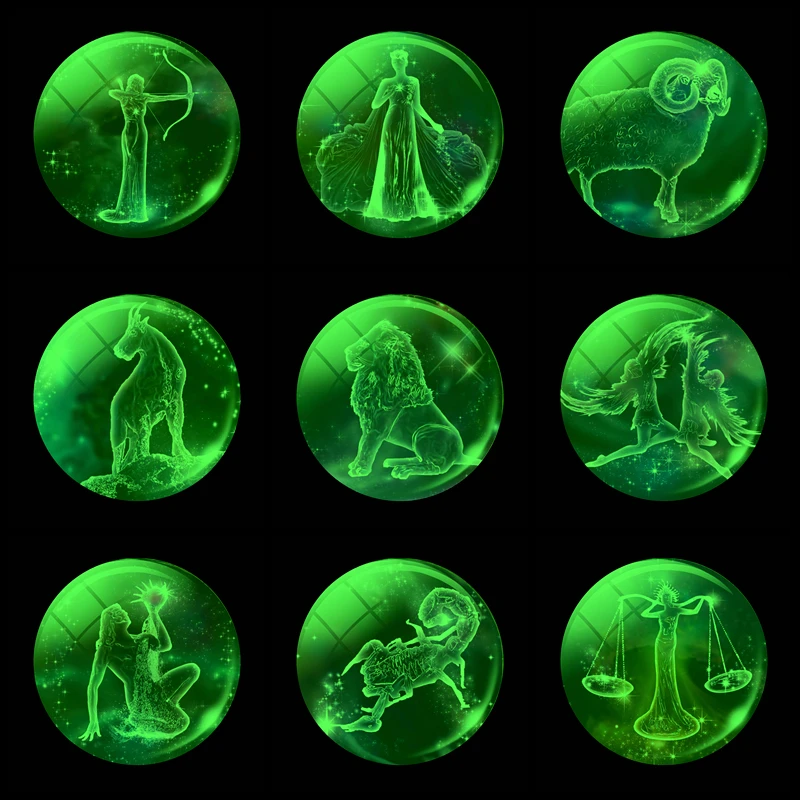 Luminous 12 Constellation Keychain Glowing Crystal Ball Key Ring Aquarius Keychain Sagittarius Libra Birthday