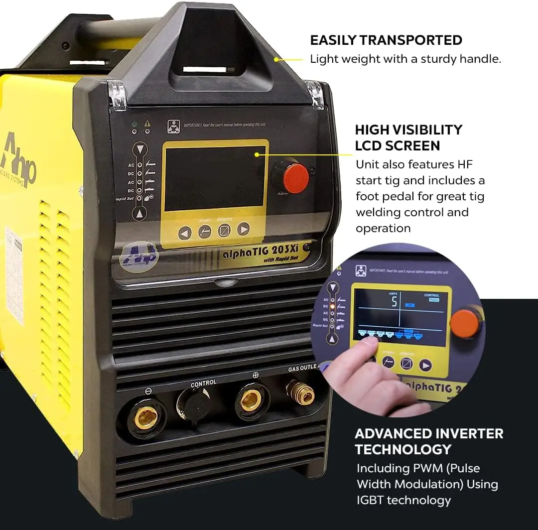 Welding Machine 203 Xi 200 Amp IGBT AC DC Tig/Stick Welder with PULSE 110/220v 3 YEARS WARRANTY High Visibility LCD Screen 3