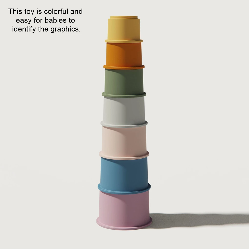 7Pcs Baby Stacking Cups Toy Silicone Education Building Blocks Toys Stacking Cup Montessori Toys Educational Hourglass
