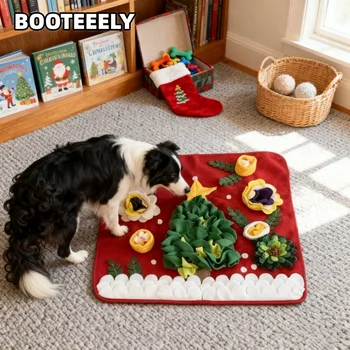 BOOTEELY Christmas Snuffle Mat For Dogs Pet Nose Work Slow Feeding Training Pad Interactive Toy Stress Relief Activity Blanket