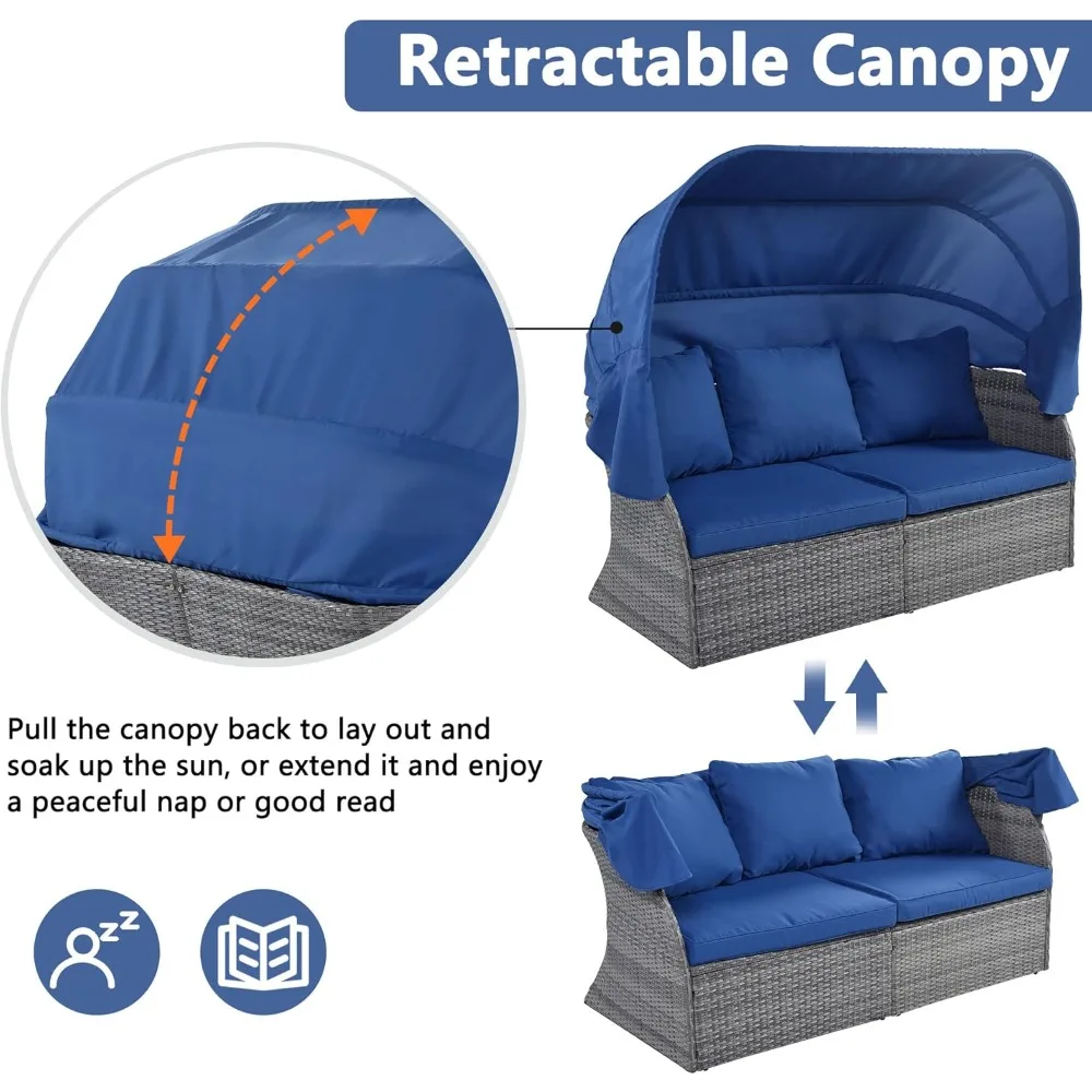 Wicker Patio Furniture Set Daybed 4