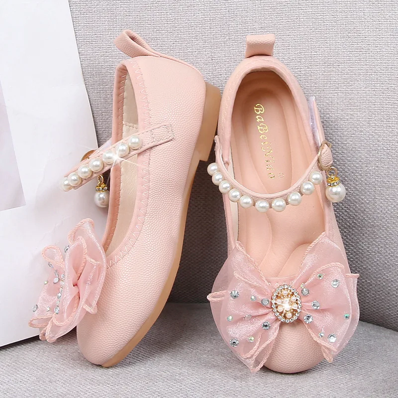 Girls' Princess Shoes Spring/summer New Children's Bow Soft Sole Comfortable Shoes Kids Dance Party Performance Flat