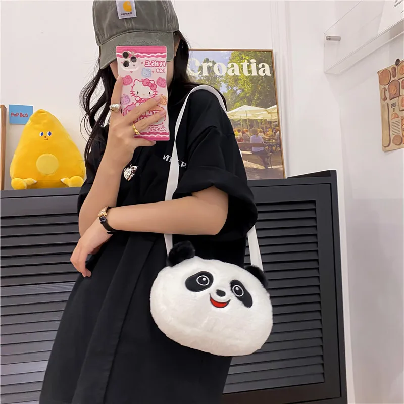 Personalized Cute Cartoon Plush Giant Panda Crossbody Bag Customized Embroidered Name One Shoulder Bag Doll Backpack Girl Gift 4