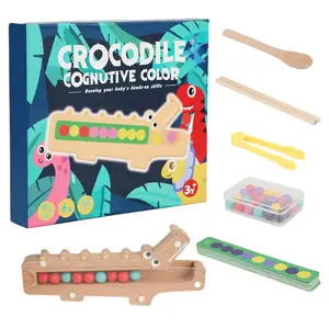 Color Sorting Matching Toy Crocodile Montessori Bead Sorting Toy Rainbow Matching Color Sorting Games For Girls Kids Boys