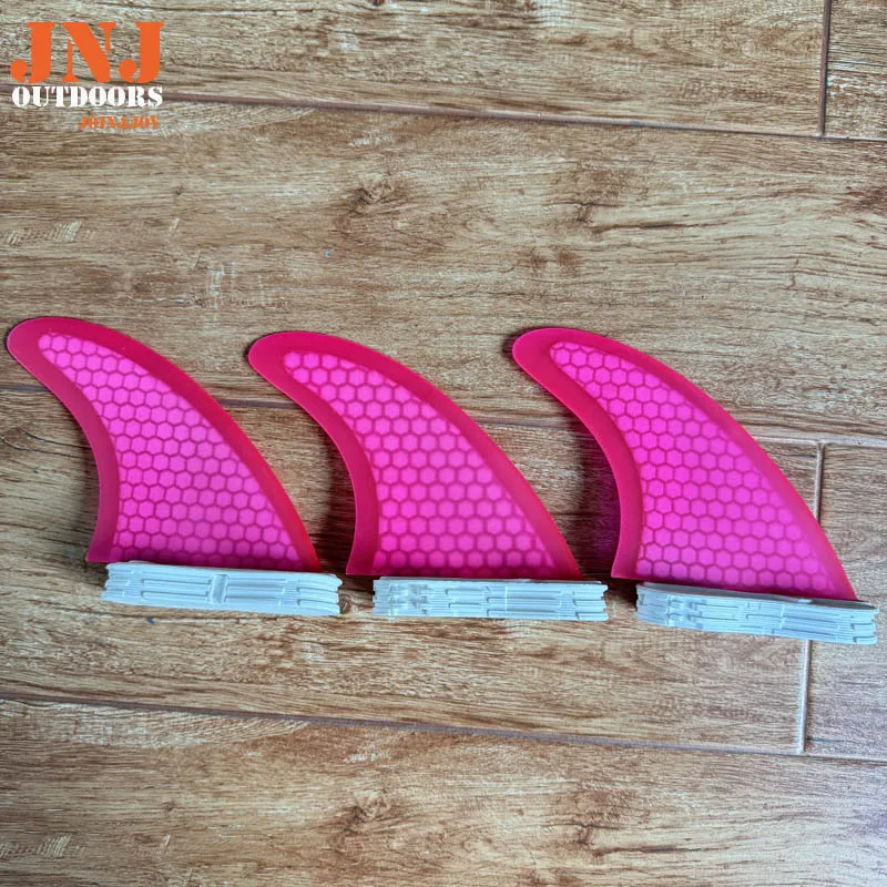 JNJ FCS II Pink Surfboard Fins - Fiberglass & Honeycomb Thruster Set