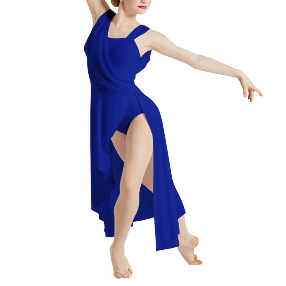 Ballroom Dance Woman Dresses Asymmetrical Design Long Modern Lyrical Dance Skirt Ballerina Stage Performance Costume Girls