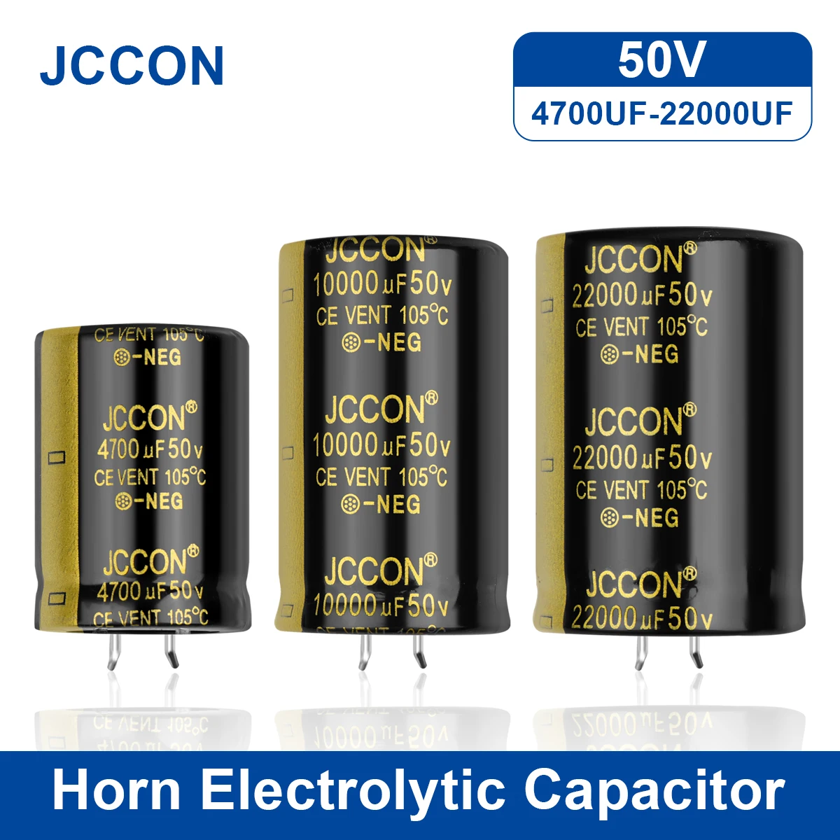 Audio Capacitor 2Pcs JCCON Audio Electrolytic Capacitor 50V 4700UF 6800UF 10000UF 15000UF 22000UF For Hifi Amplifier High Frequency Low ESR