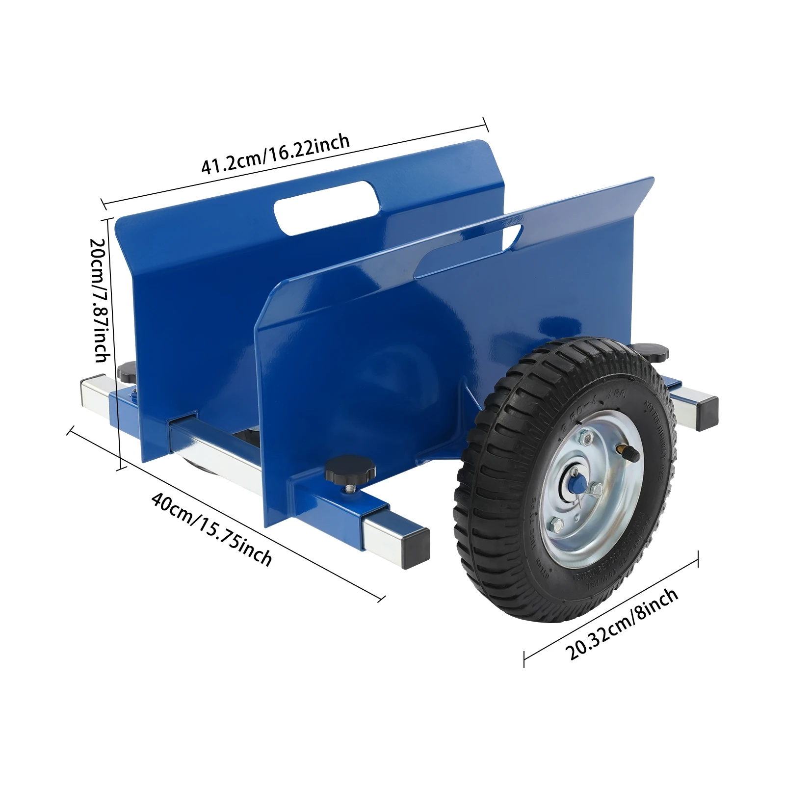8 Zoll Blauer Schwerlast-Plattenwagen für Trockenbau und Holztüren 1100 LBS Tragfähigkeit Verstellbare Breite mit Vollgummirädern – Detail 15