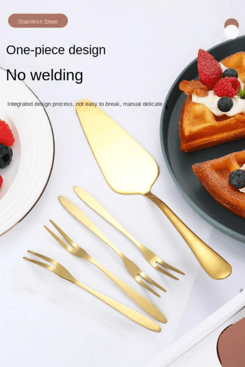 Description Picture 2 of item5-piece stainless steel cake shovel, baking knife, cheese knife, kitchen tools cake knife and fork set