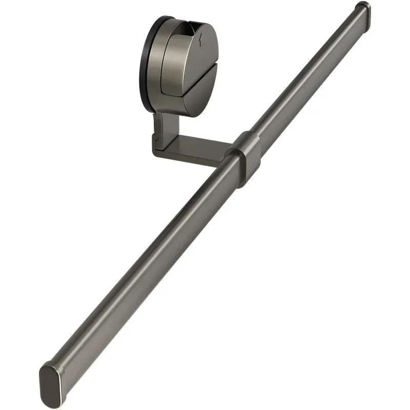 Luxury Suction Cup Towel Rack, No Drill Wall-Mounted Organizer, Minimalist Gunmetal Holder, Bathroom Towel Storage