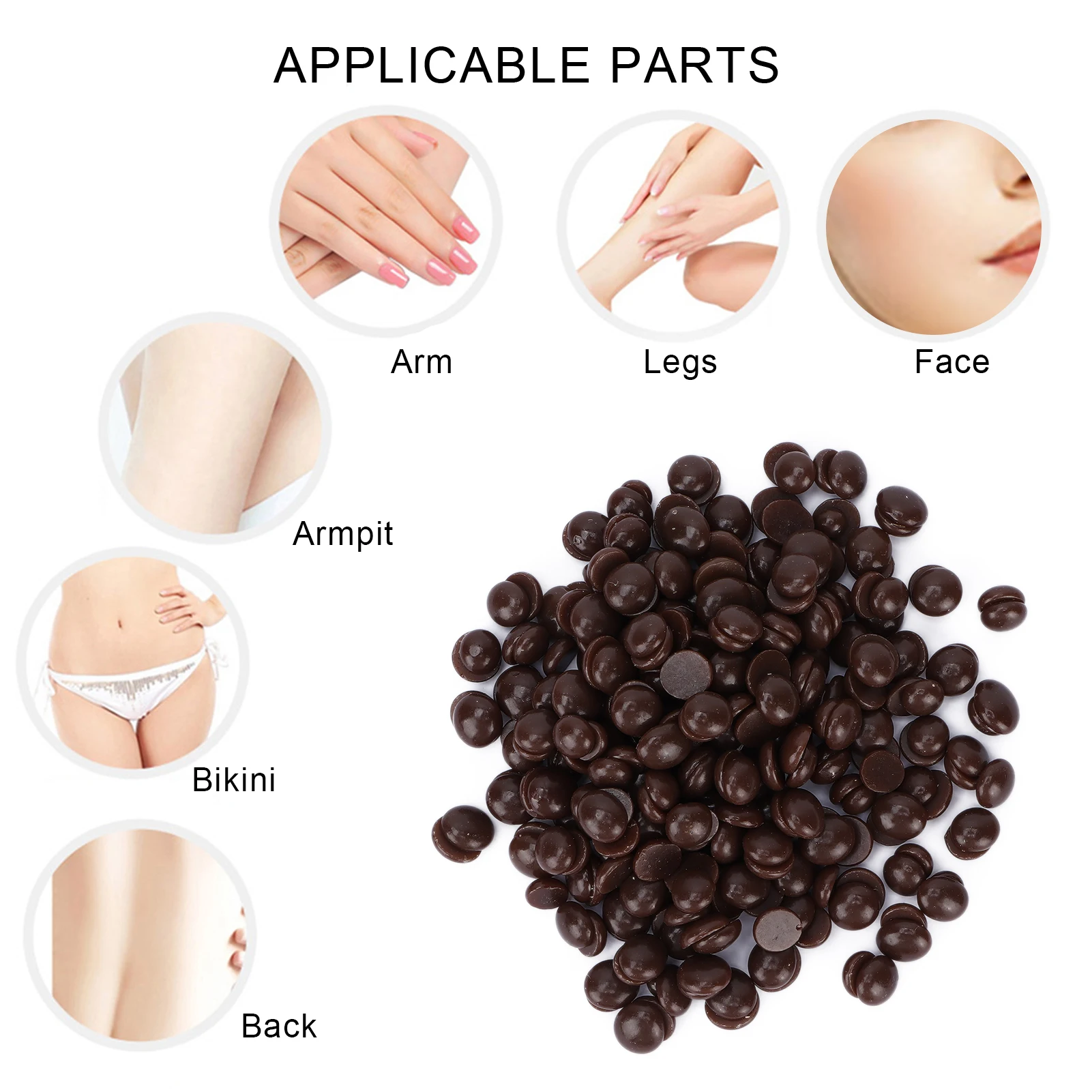 Hard Wax Bean Gentle Non‑irritating Hair Removal Wax Bean for Men Women for Face Arms Underarms Chest Legs for Home 6