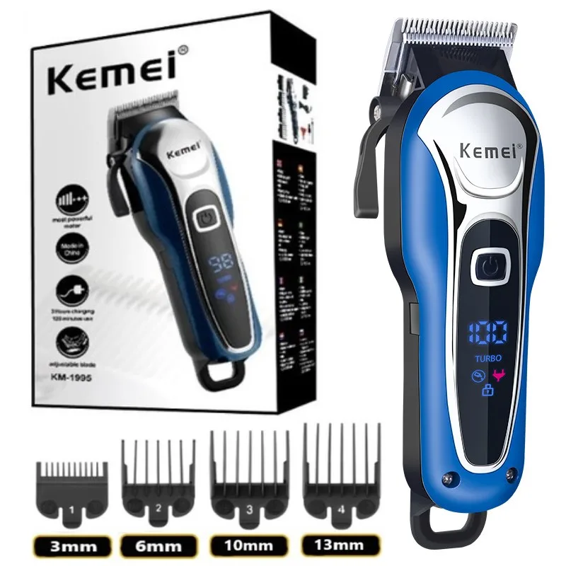 

KM-1995 powerful rechargeable hair clipper adjustable electric beard hair trimmer for men hair cut machine LCD display