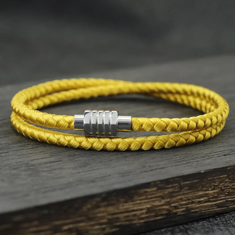 Stainless Steel Magnetic Clasp Men Keel Rope Bracelet