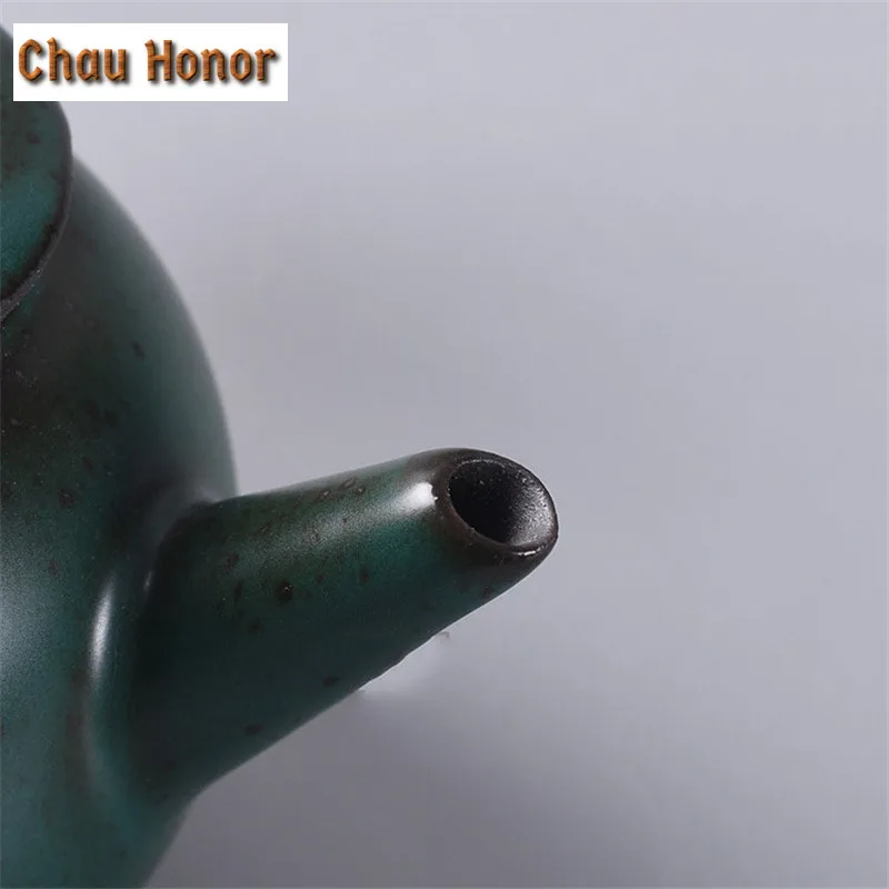 240ml Retro Balck Coarse Ceramic Teapot Handmade Japanese Style Wood Side Handled Teapot Dahongpao Master Pot Mug Gift Packaging