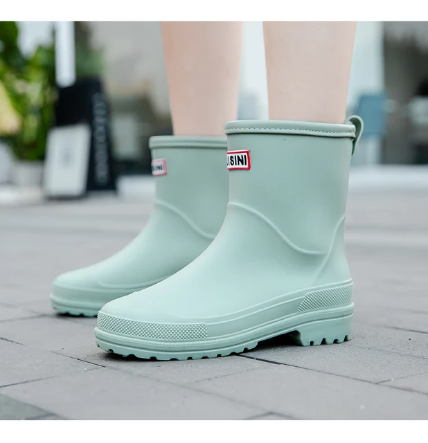 New Fashion Rain Boots Women Waterproof PVC Work Shoes Outdoor Winter  Middle Tube Plus Fleece Slip on Rain Boots Lady Size 36-41 - AliExpress