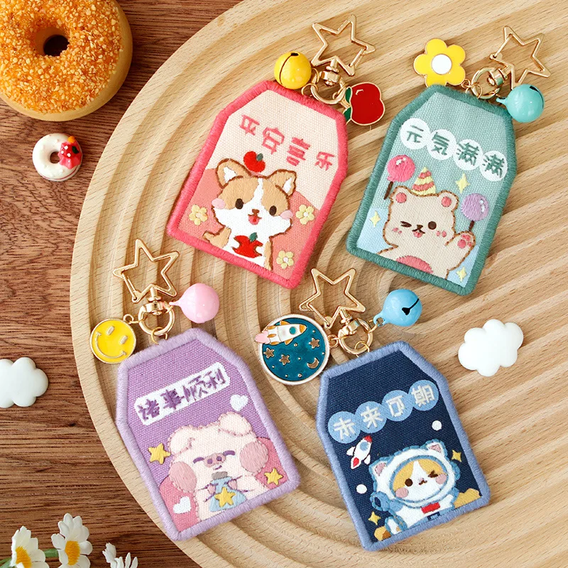 Omamori Cross Stitch Kits Peace Diy Embroidery Keychain Handmade Protective Talisman Needlework Stitching Accessories Gift