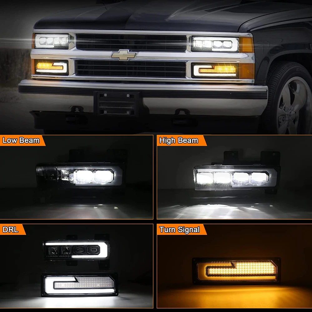 Chevrolet ヘッドライト　c1500 ANZO 88-98 Chevrolet C1500 Crystal Headlights Chrome w