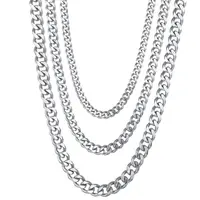 Collier chaîne cubaine Simple en acier inoxydable pour hommes, couleur or argent, chaîne en métal sur le cou, ras du cou, bijoux de fête, cadeau de bricolage 5