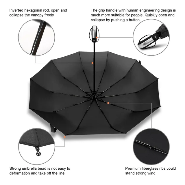 Xiaomi Hajtogató Esernyő Férfiaknak Automatikus Uv Napernyős Hordozható Erős Szélállóság Vízálló Bumbershoot Az Eső Havazásához - Image 3