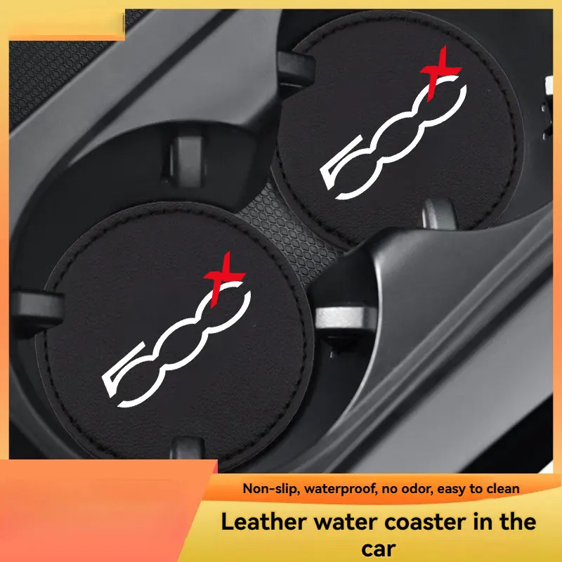 Car Coaster Mats Water Cup Bottle Anti-slip Pads Mat Waterproof 2Pcs For Fiat Abarth 500X Car Accessories