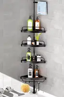 Corner Shower Caddy Tension Pole: Adjustable Stainless Steel Shower Organizer with 4 Tier Shelf for Bathroom Bathtub Tub Shampoo 1