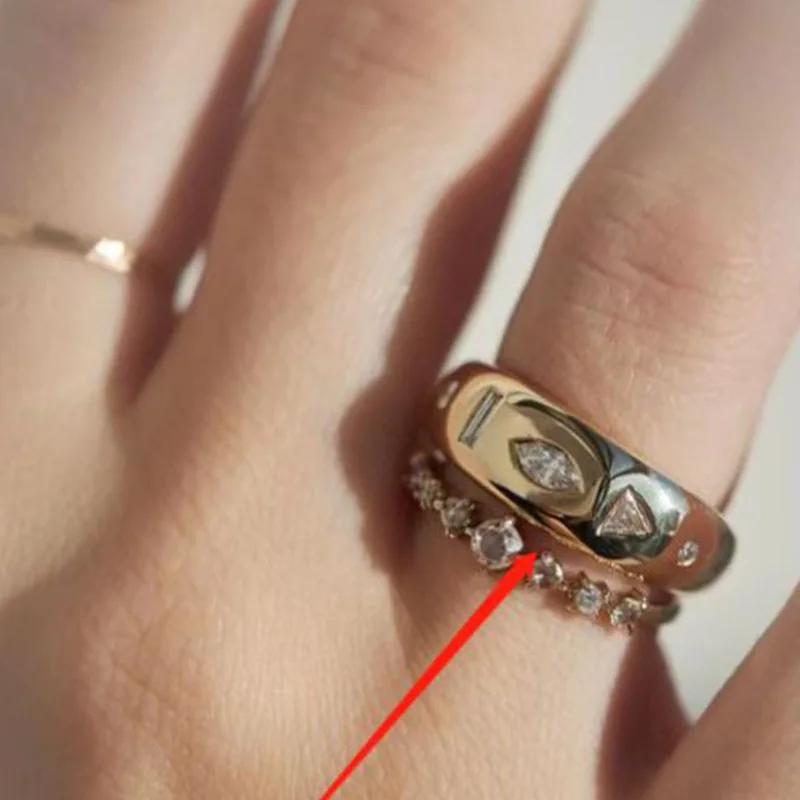 High End PVD Waterproof Retro Shinny Zircon Ring for Women Girl Stainless Steel Ring Wedding Jewelry 2