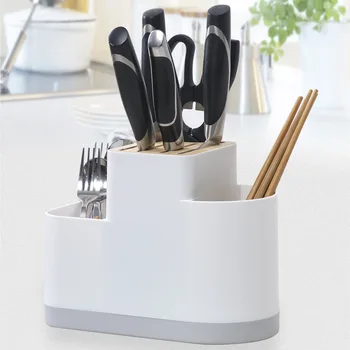 Multifunction Cutlery Drainer and Organizer Knife Holder Utensils Holder Caddy for Countertop Chopsticks Spoon Kitchen Organizer