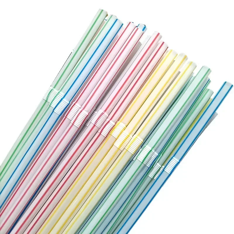 100pcs Színes Rendelkezésre álló Plasztikus anyag Bolthajtásos Italozás straws esküvői szülinapi Félfogadás sáv Ital Alakítható straws Buborék Tea Szalmaözvegy