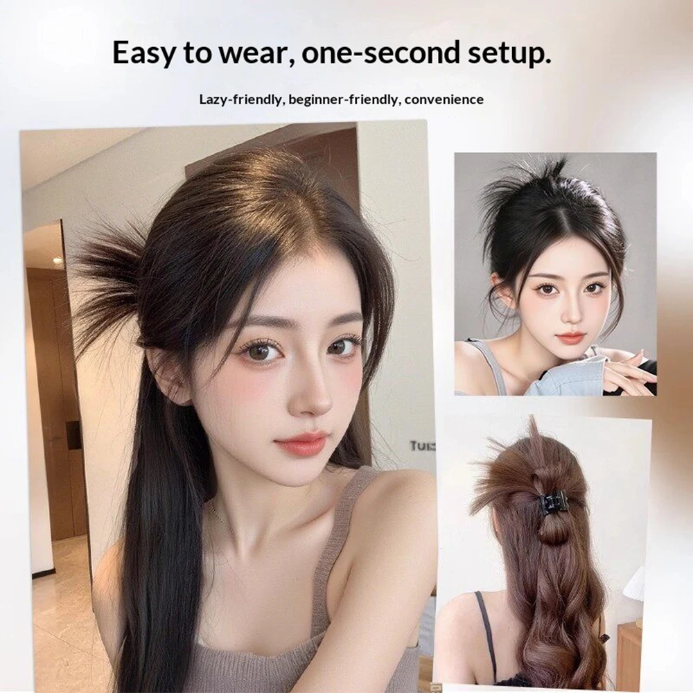 Y2K 그런지 메시 번 클로 클립 합성 헤어 푹신한 샤기 시뇽 헤어 액세서리 여성용 스트릿 스타일