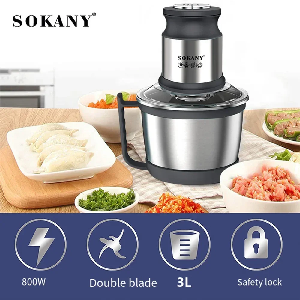 800W 3L Meat Grinder Stainless Steel Blender Mixer Machine Kitchen Food Processors Chopper Meat Mincer 220V 다지기 분쇄기 2