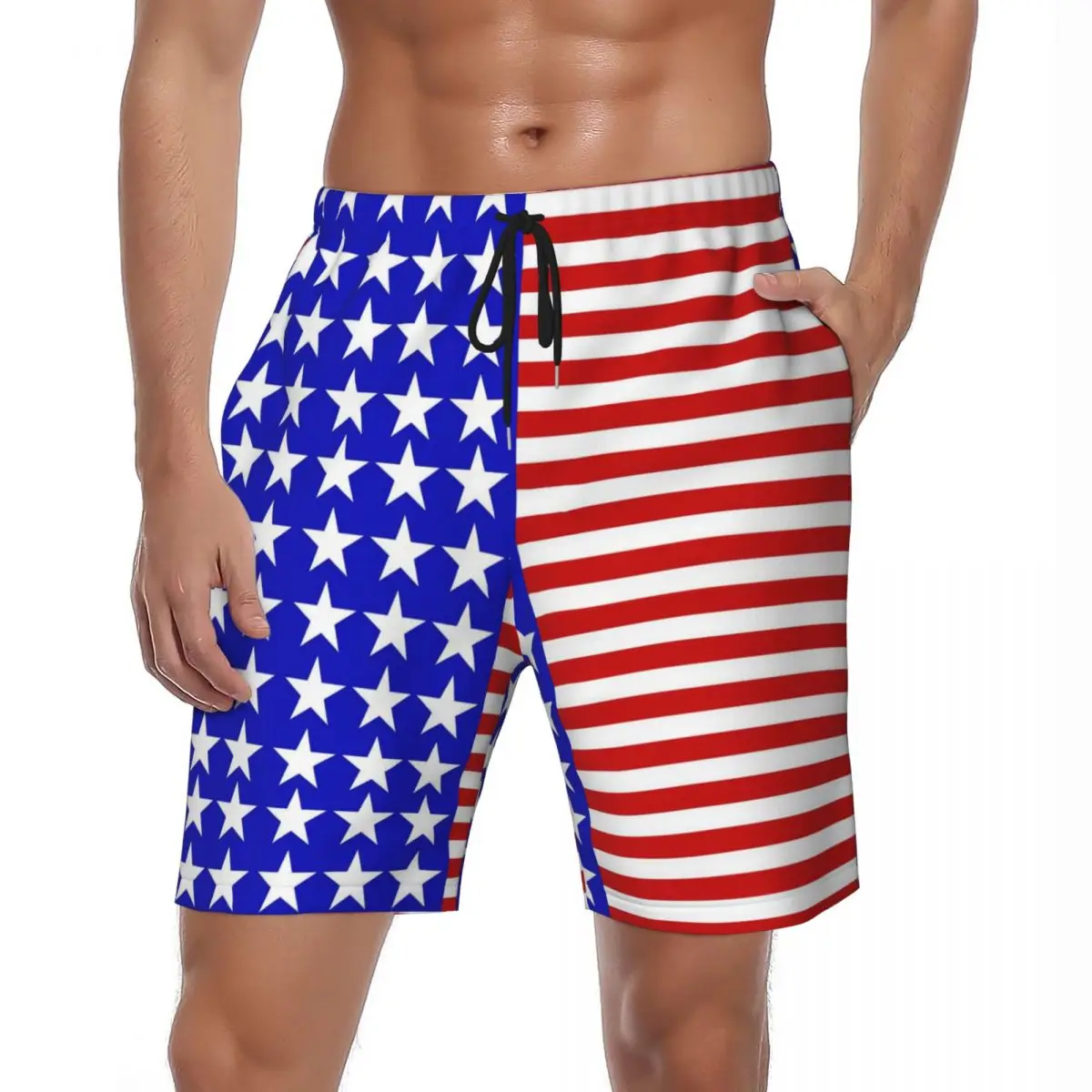 

USA American Flag Board Shorts Summer Stars And Stripes Y2K Funny Beach Shorts Males Running Comfortable Custom Swim Trunks