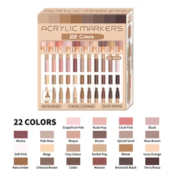 Acrylic Paint Pens - 22 - Color Assorted Gray and Skin Tones Set with Extra Fine Tip (22 Skin Tones)