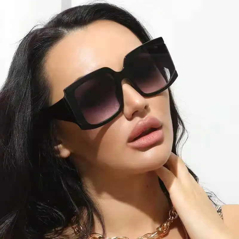 

New vintage European and American large frame square women's sunglasses sunglasses men's street glasses