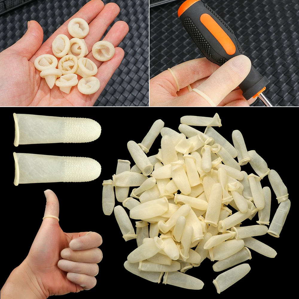 Non-slip 100 Pcs Finger Cover Rubber Gloves Natural Latex White Finger Cots Fingertips Protector Gloves Reusable Nai