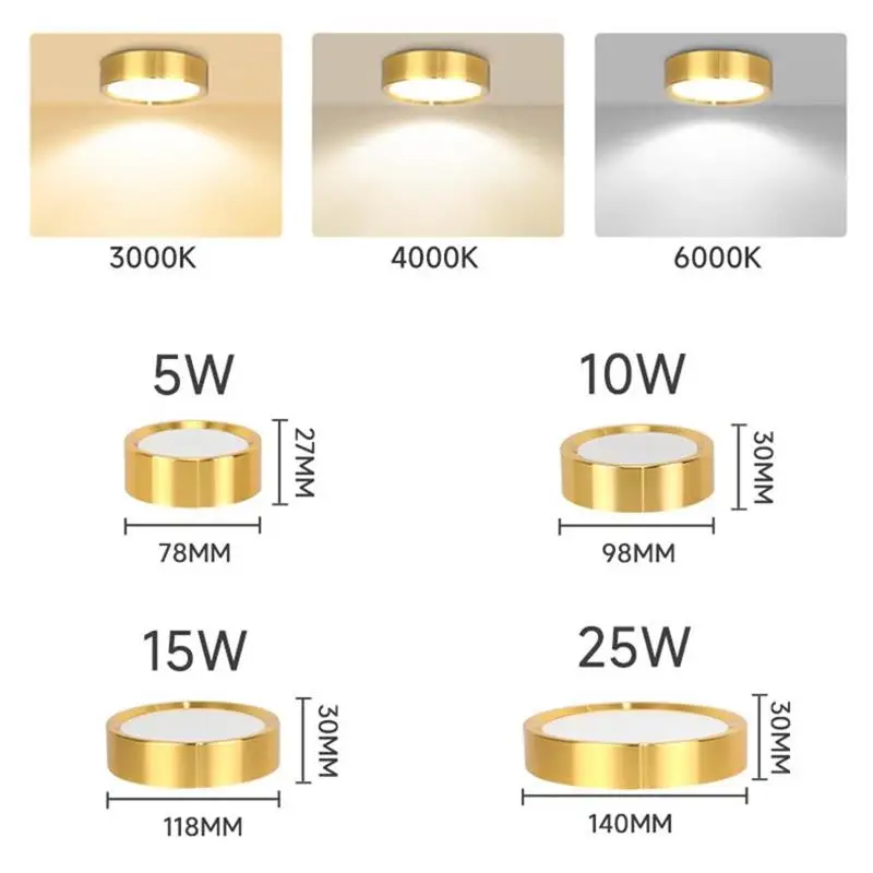 Description Picture 6 of itemLED Downlight Gold Led Ceiling Light Surface Mounted Downlights 10W 15W 25W Thin Spotlight Living Room Spot bedroom Plafon light