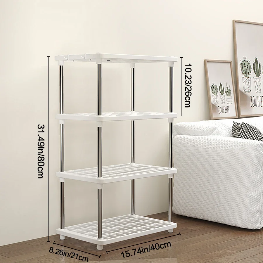 Four-Layer Multi-Functional Storage Rack Bathroom Living Room Organizing Rack Kitchen Bedroom Shelf Plastic Floor-Standing Stora 3