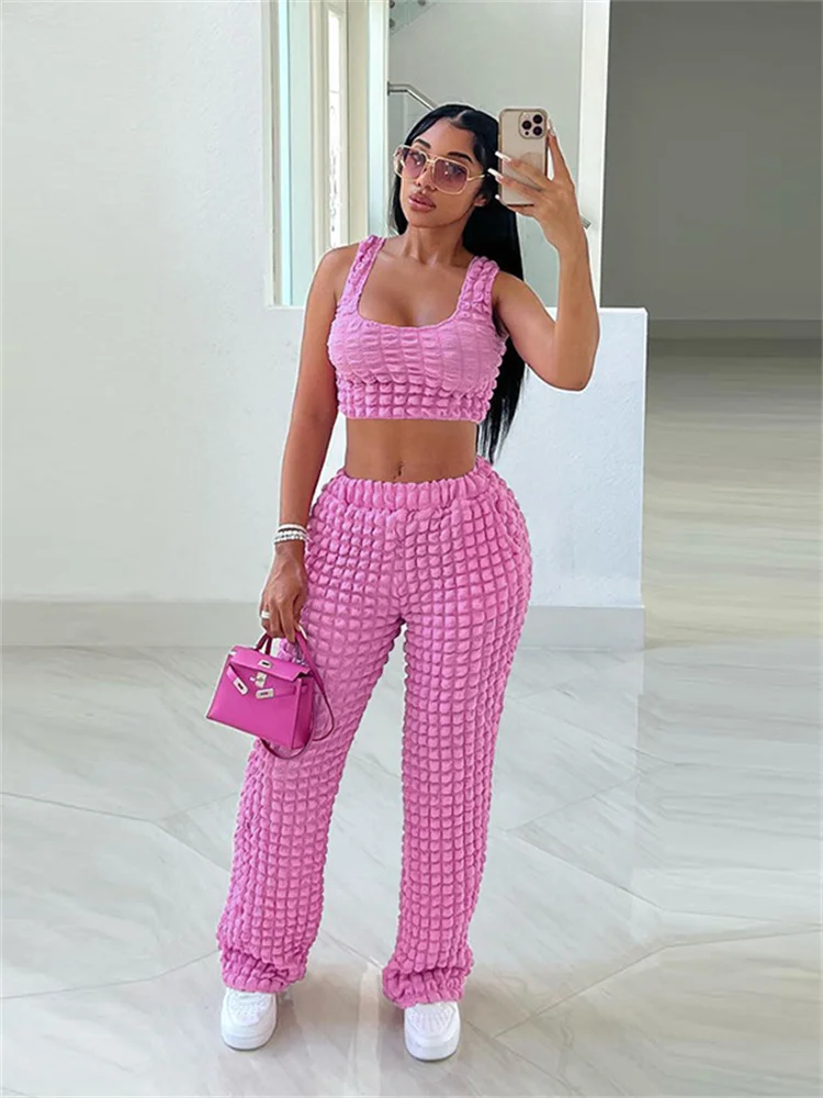 Fashion Summer Outfits Women 2 Two Piece Tracksuits Sleeveless O