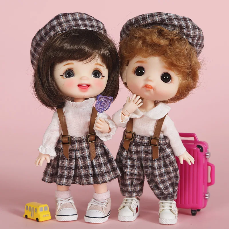 Ob11 Doll Kindergarten Set Grid Clothes School Uniform Hat Shirt Shorts For Obitsu11, Gsc, Molly, P9, Ymy, 1/12bjd Toy 4