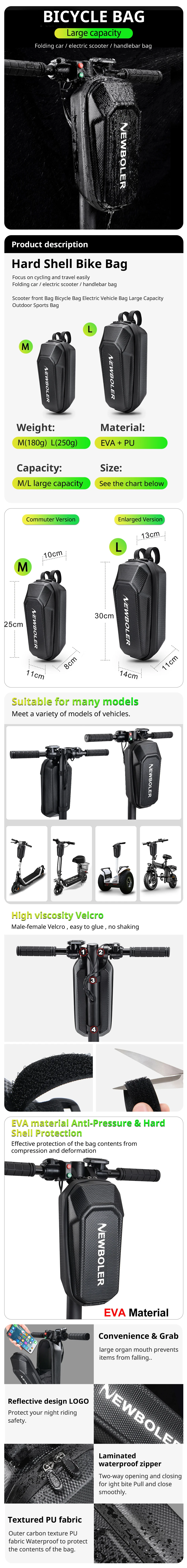 NEWBOLER Elektroroller-Tasche, Zubehör, Elektrofahrzeug-Tasche, wasserdicht, für Xiaomi Scooter, Fronttasche, Fahrradtasche, Teile, regenfest – Detail 1
