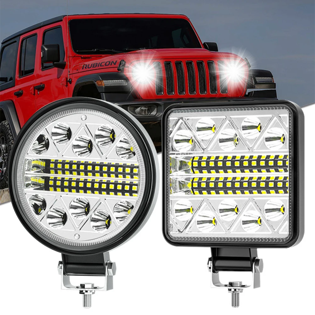 자동차 LED 스포트라이트 작업 라이트 바, 트랙터 SUV 트럭 운전 안개등, 3030 헤드라이트, 34SMD, 1PC, 102W