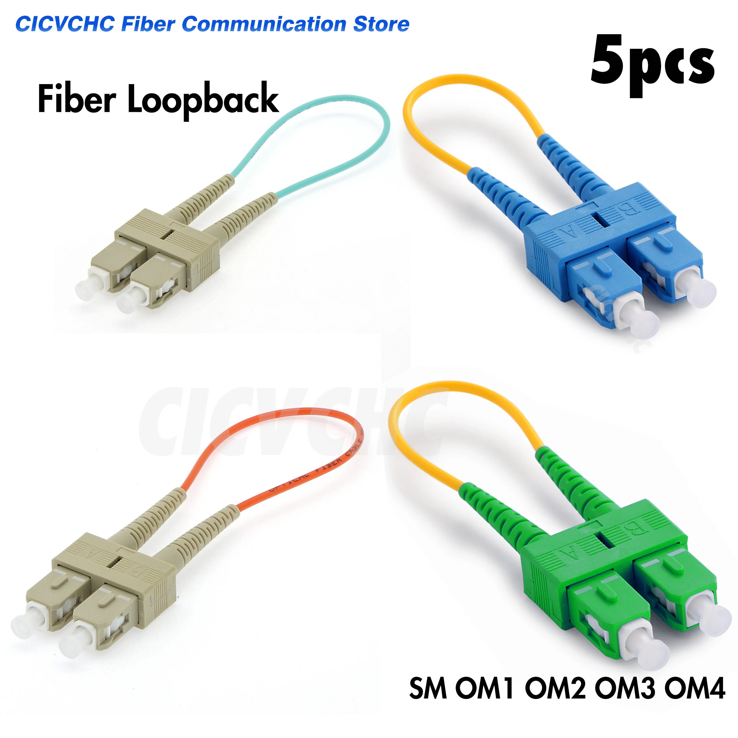 5pcs SC Loopback wtih 2.0mm cable -SM OS2/MM OM1, OM2, OM3, OM4