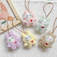 Cartoon Plush Monster Labubu Squeak Keychian Name Sticker Anti-lost Mark Luggage Tag Charm Backpack Decoration Accessories Gifts 1