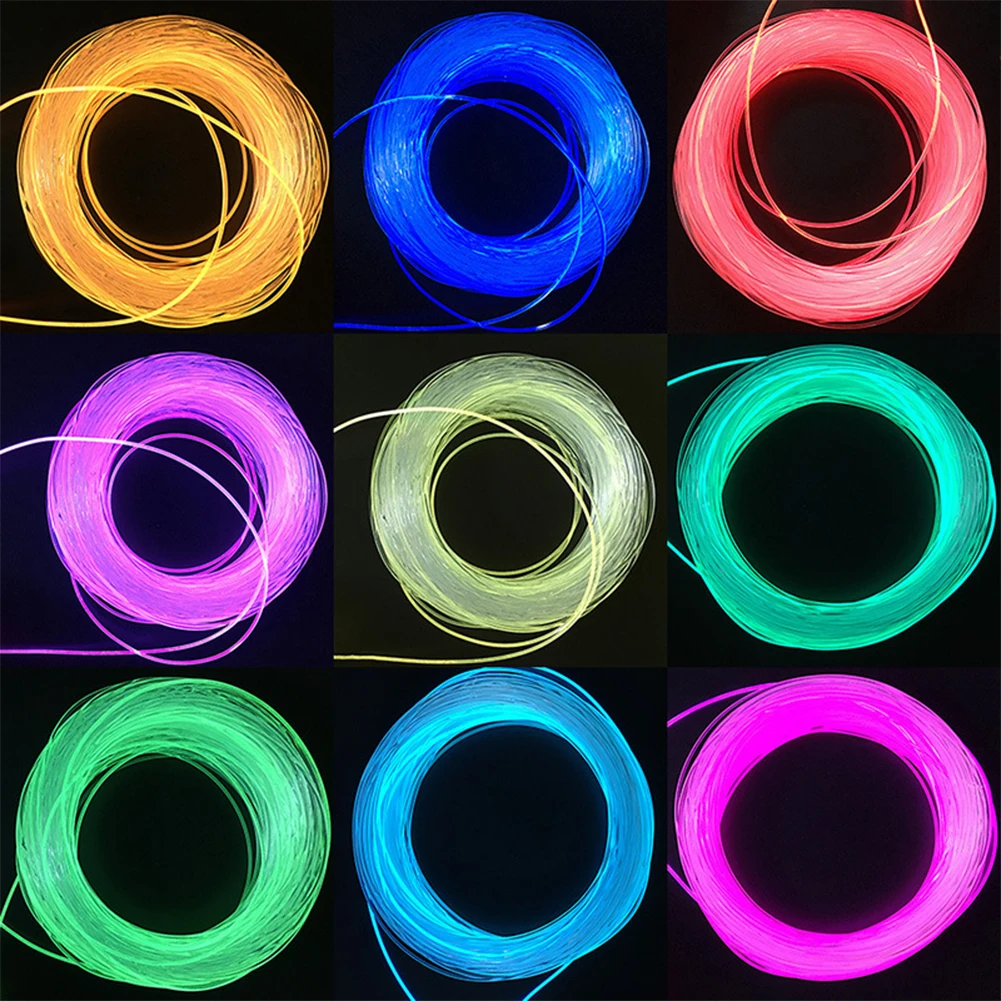 Long 1M PMMA Side Glow Optic Fiber Cable 1.5mm/2mm/3mm Diameter for Car LED Lights Bright fiber optic cable light