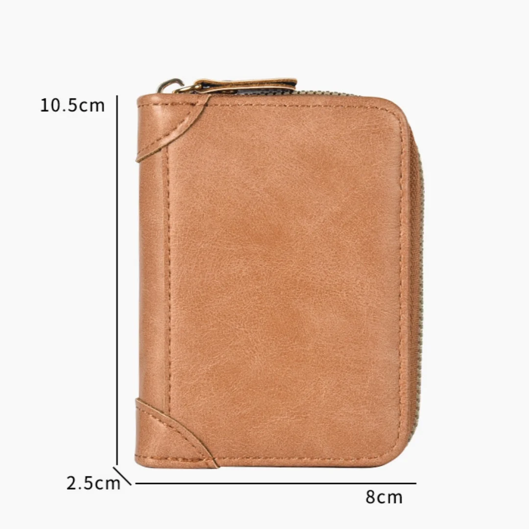Business Card Holder Wallet Men Bank Card/ID Card/Credit Card Holder 18 Card Bits Male Coin Pouch Solid Leather Zipper Wallet