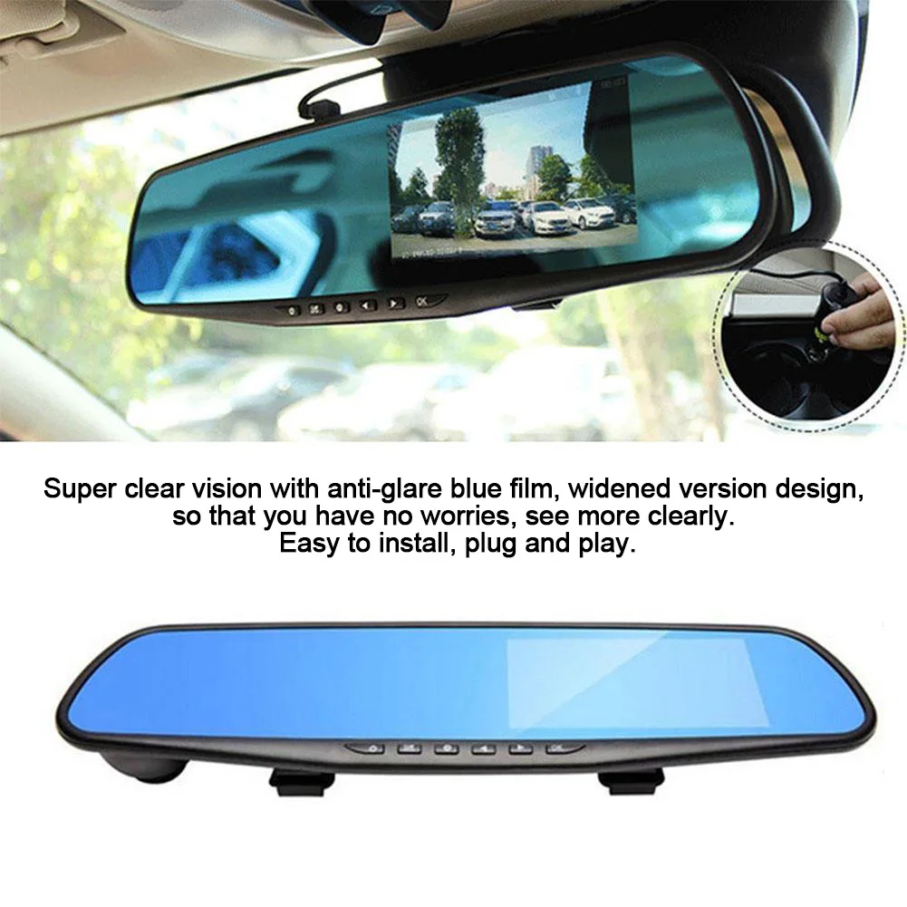 4.2-inch rearview mirror car recorder, dual lens HD 1080P loop video general purpose car video recorder, car DVR