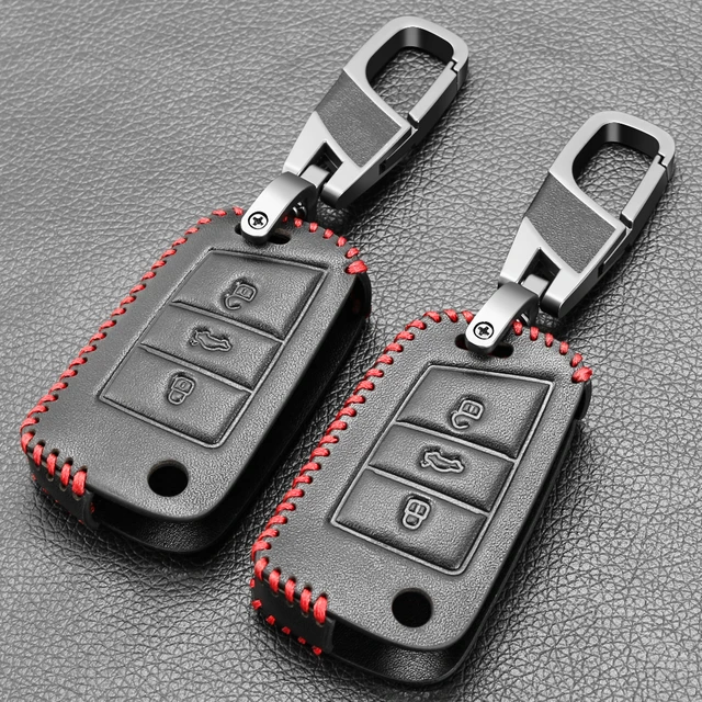 Slikke Muligt plasticitet Car Accessories For Vw Golf 7 Mk7 Skoda Seat 3 Button Flip Key Leather  Cover Fob Hull For Octavia Combi Leon Ibiza Cuptra Case - Key Case For Car  - AliExpress