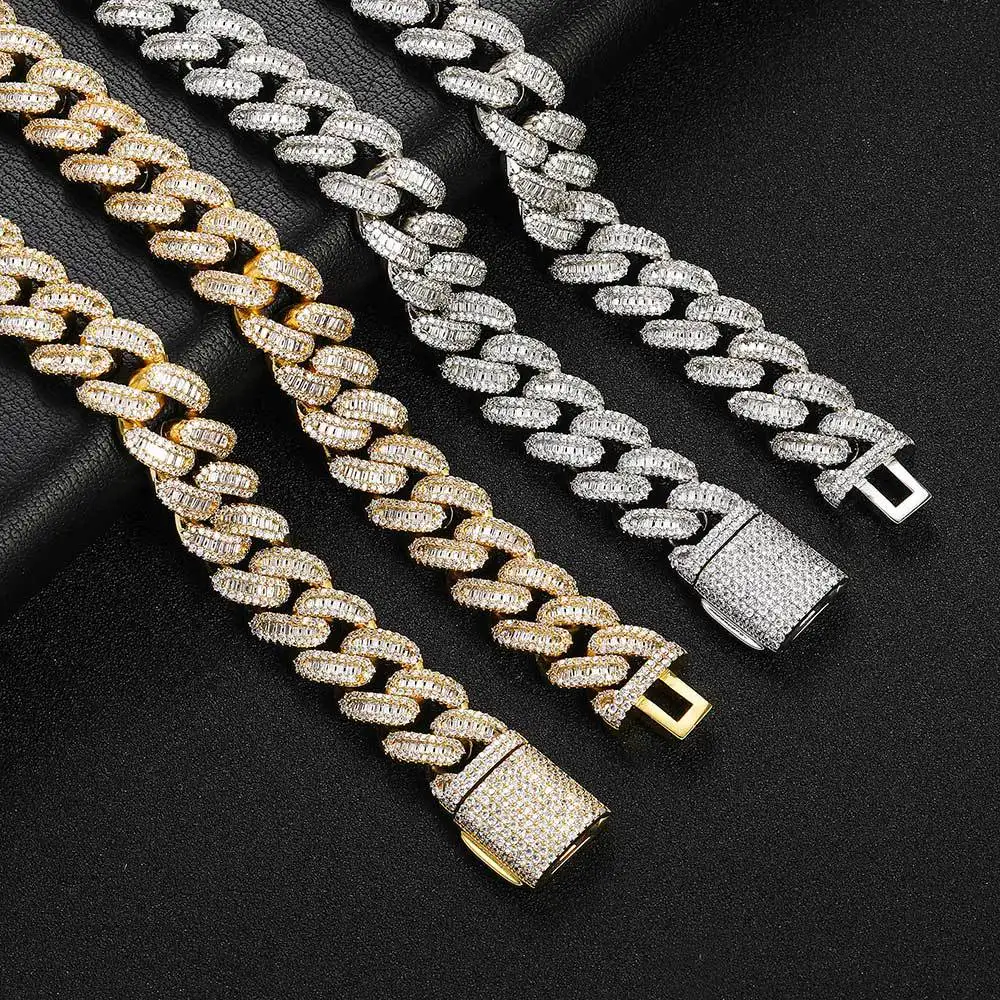 

15mm Iced Out Necklaces Cuban Link Chain Necklaces for Men Women Hip Hop Bling Zircon Goth Choker Free Shipping