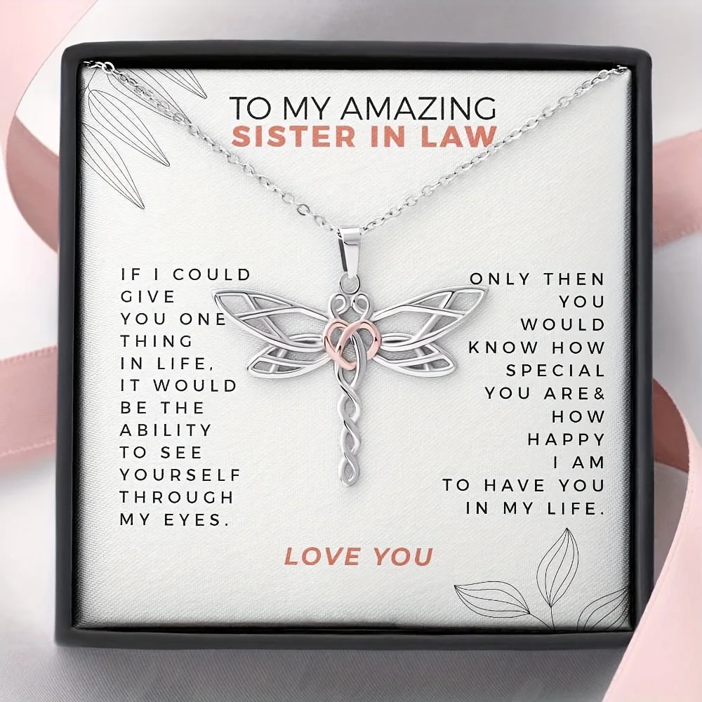 

"To My Amazing Sister In Law" Dragonfly Necklace, Gift For Sister In Law, Birthday, Graduation, Wedding, Christmas Gift