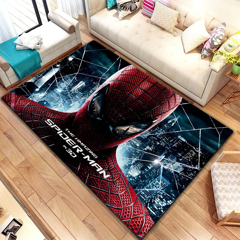 Spider Man HD Printed Carpet for Living Room Decoration Bedroom Picnic Camping Kitchen Entrance Door Mat Crawling Rug